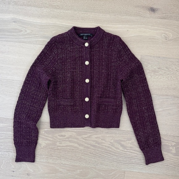 French Connection Sweaters - French Connection Metallic Tweed Knit Cardigan